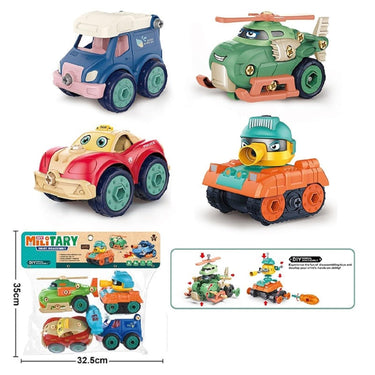 DIY 4Pcs Military Screw Vehicles